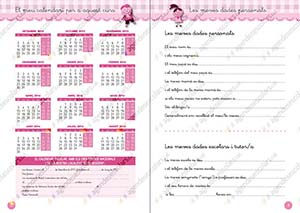 Interior de les agendes escolars en català